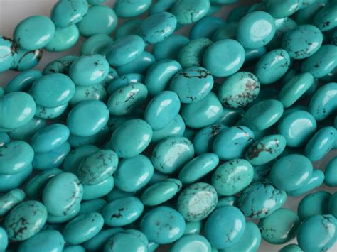 Turquoise Color Gemstone Magnesite Beads Flat Oval Shape Etsy