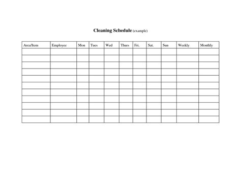 Blank Daily Cleaning Schedule And Record Sheet Office Intended For