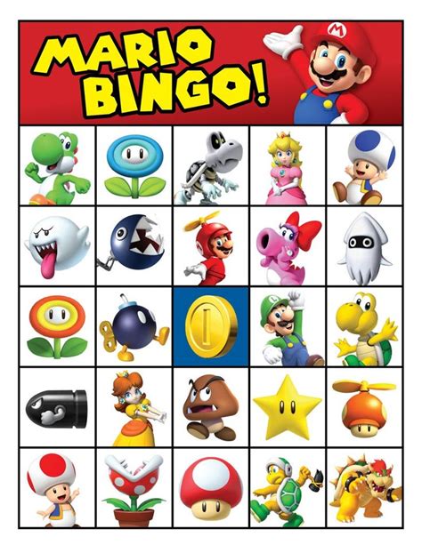 Free Printable Super Mario Bingo Cards