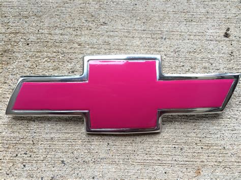 Glossy Bright Pink Vinyl Wrap For Chevy Bowtie Badge Overlay