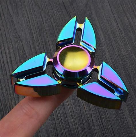 Finger Hand Fidget Spinner Rainbow Crab Shape 2 Sides Edc Tri Spinner