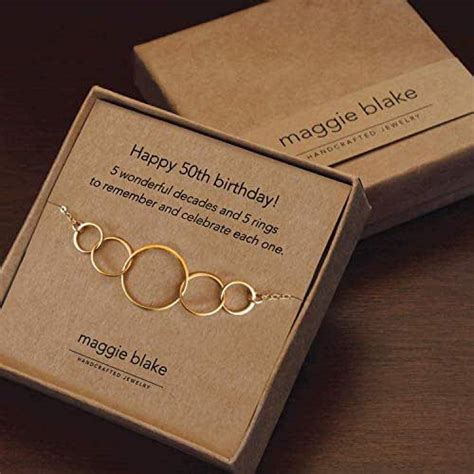 It contains various thought provoking. Amazon.com: 50th Birthday Gifts for Women, five circle necklace for her 5 decade jewelry 50 ...