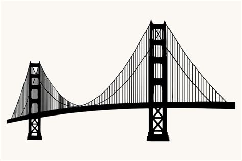 Golden Gate Bridge Silhouette In Black Premium Vector Rawpixel