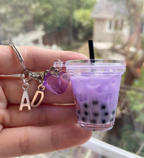 Boba Milk Tea Keychain Resin Mini Boba Keychains Etsy