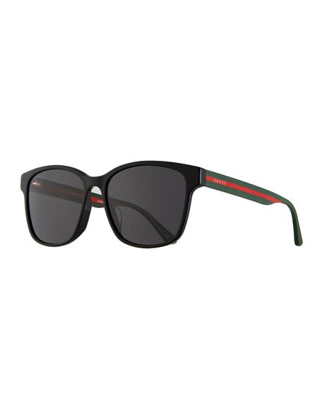 Gucci Men S Square Acetate Sunglasses With Signature Web Neiman Marcus