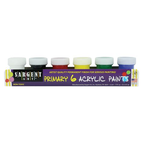Sargent Art® Primary Acrylic Paints 6 Per Pack 6 Packs