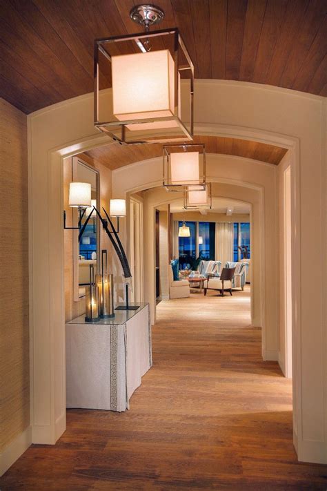 Hallway Arch Hall Contemporary With Seating Area Pendant Lights