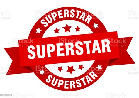 Superstar Ribbon Superstar Round Red Sign Superstar Stock Illustration