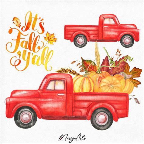 Fall Red Pickup Truck Pumpkin Truck Vintage Red Truck Fall Etsy In