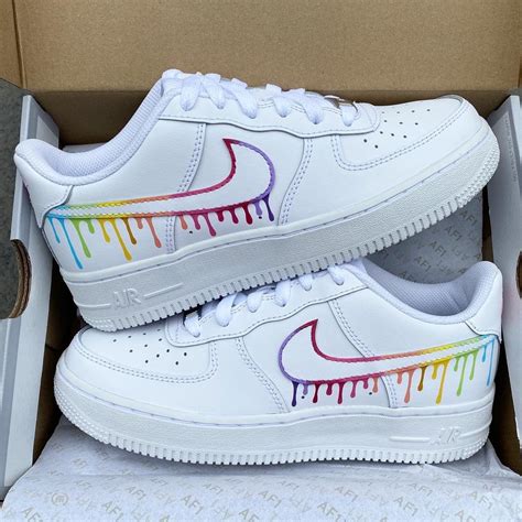 Nike Air Force 1 Custom Sneakers Rainbow Shoes Pink Lilac Green Blue