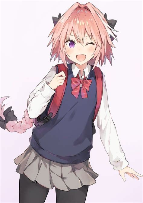 Schoolgirl Boy Astolfo Astolfo Moe Anime Anime Furry Kawaii Anime
