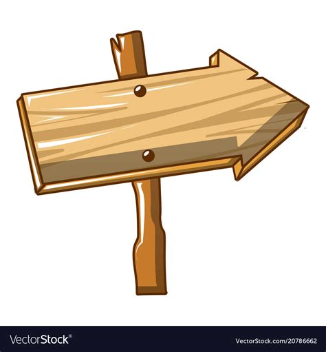 Wood Board To Right Icon Cartoon Style Royalty Free Vector