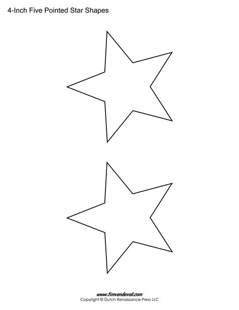 Printable Five Pointed Star Templates Blank Shape Pdfs