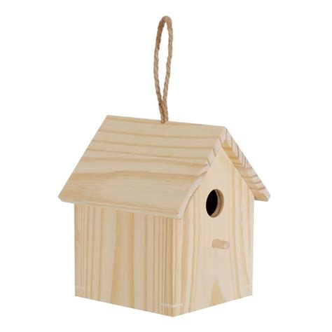 Hand Made Modern Unfinished Bird House Natural Wood Birdhouses