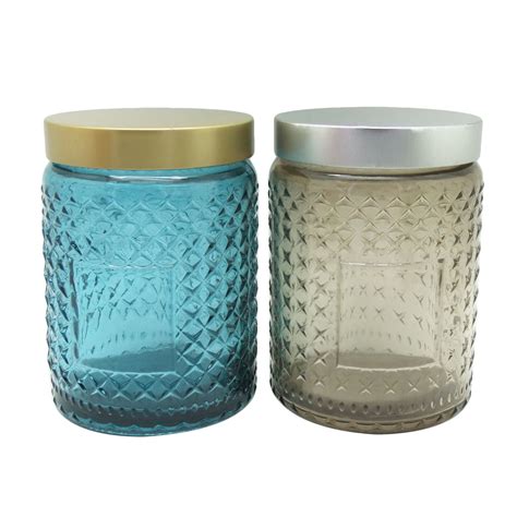 Glass Jar Storage 17oz Unique Candle Jars With Lids Round Glass Candle