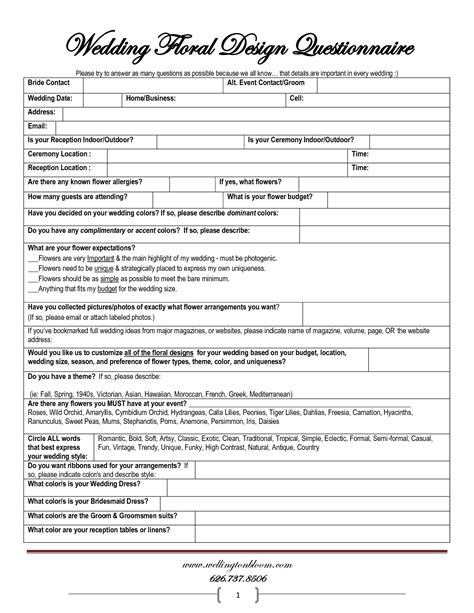 wedding planner proposal template wedding flower order