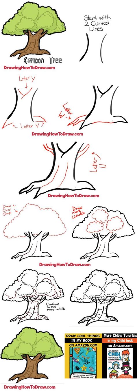 Trees are one of the more. How to Draw Cartoon Trees with Easy Step by Step Drawing ...