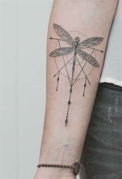 Geometric Dragonfly Tattoo On Forearm