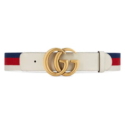 Gucci Sylvie Web Belt With Double G Buckle In White Lyst