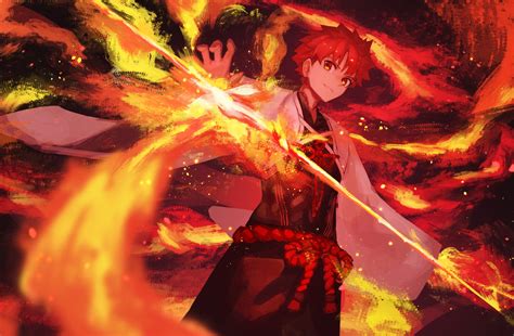 · download the anime background. Download 1833x1200 Saber, Emiya Shirou, Fate Grand Order, Flames Wallpapers - WallpaperMaiden