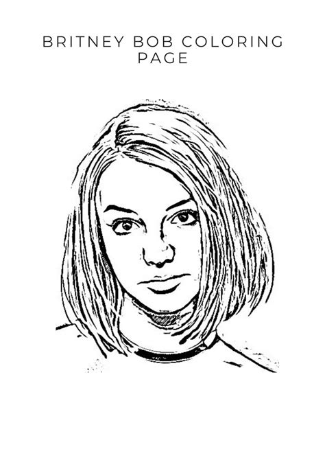 Britney Spears Bob Coloring Page Etsy New Zealand