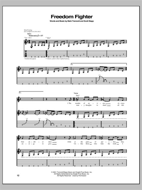Freedom Fighter Sheet Music Creed Guitar Tab