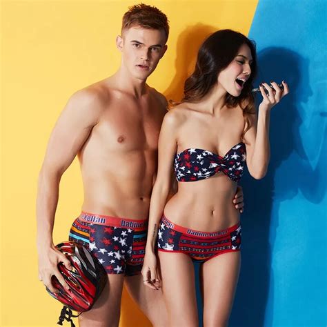 2016 New Couples Underwear Stripe Five Star Modal Underpants Hot Sale Sexy Fashion Men S And