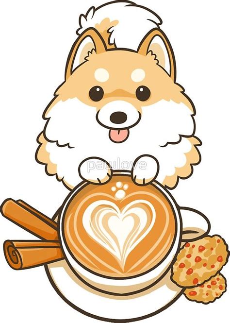 Cappuccino Pomeranian Sticker By Pawlove Cute Animal Drawings Kawaii