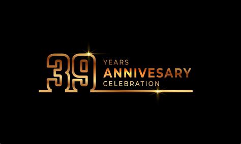 39 Year Anniversary Celebration Logotype With Golden Colored Font