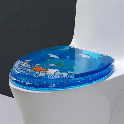 Blue Ocean Soft Close Elongated Toilet Seat Seashell Decorative Resin Toilet Seat With Cover