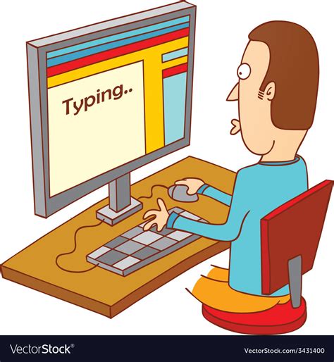 Typing On Computer Royalty Free Vector Image Vectorstock