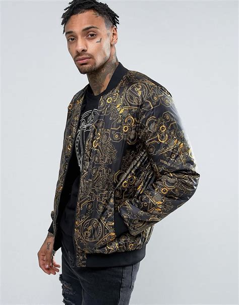 Shop the handcrafted versace ready to wear collection online. Lyst - Versace Jeans Bomber Jacket With Mechanical Print ...