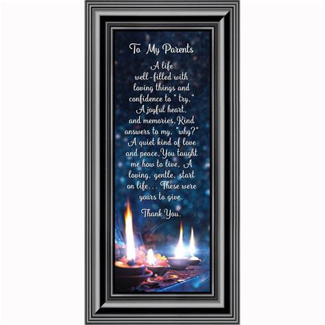 Thank You To My Parents Appreciation For Parents Framed Poem 6x12