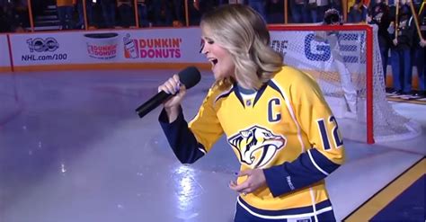 Carrie Underwood Sings National Anthem At Nhl Nashville Predators Game
