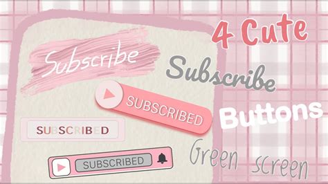 Free 4 Cute Subscribe Button Animation Green Screen Pink Youtube
