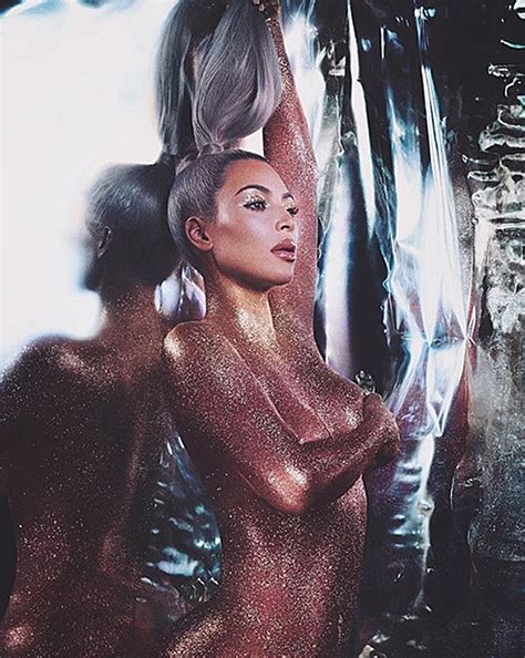 Kim Kardashian Nude And In Body Glitter For Kkw Beauty — Naked Photo Hollywood Life