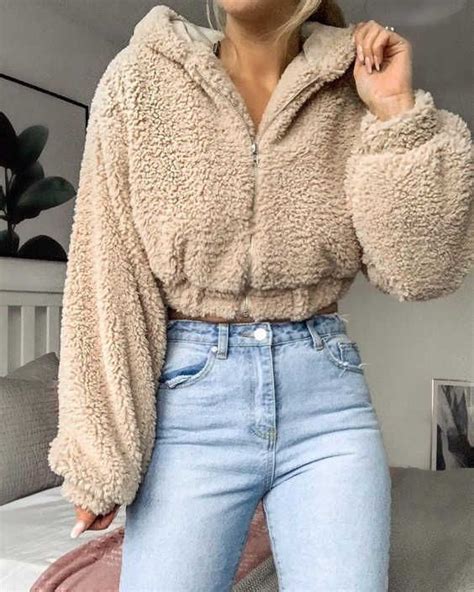 Teddy Bear Crop Top Quarter Zip Everyday Outfits Clothes Cute