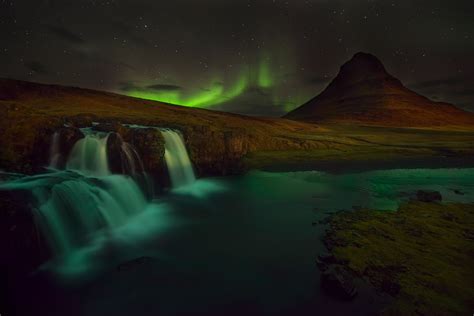 769342 Iceland Sky Mountains Waterfalls Stars Kirkjufell Volcano