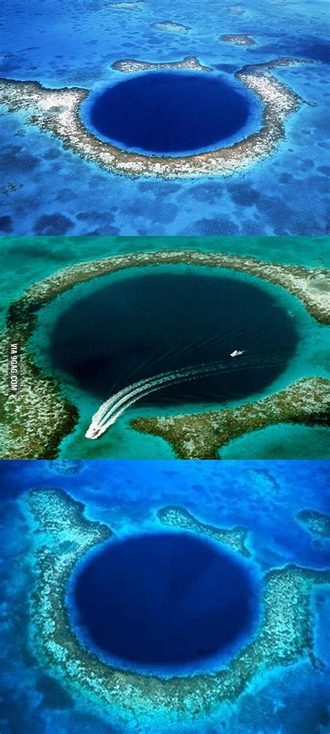 The great blue hole is a giant marine sinkhole off the coast of belize. Great Blue Hole in Belize Barrier Reef - 9GAG