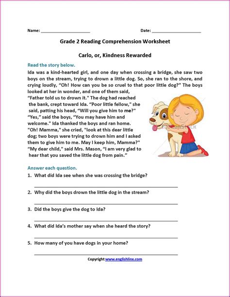 English Comprehension Worksheet For Grade 2 Worksheet Resume Examples