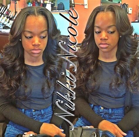 Middle Part Sewin Sew In Curls Sew In Hairstyles Middle Part Hairstyles