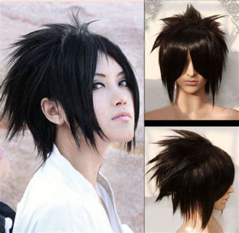 Uchiha Sasuke Cosplay Wig Black Short Layered Synthetic Hair Wigs For