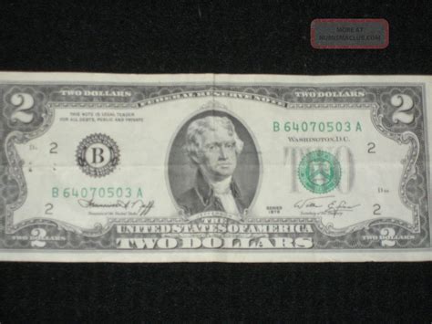 What is the value of paper money? 1976 $2 Dollar Bill Serial Number B 64070503 A