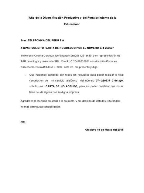 Carta De No Adeudo Pdf