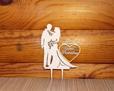 Макет Топперы для свадебного торта жених и невеста чертеж макета для лазерной резки из фанеры