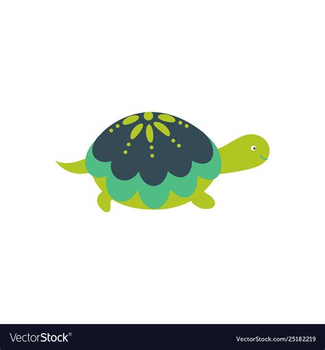 Green Cartoon Turtle Cute Character Isolated Vector Image