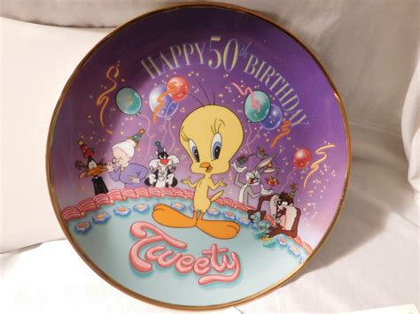Looney Tunes Collector Plates Tweety 50th Birthday And Bugs Etsy
