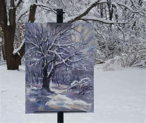 Daily Paintworks Snow On The Walnut Tree Original Fine Art For