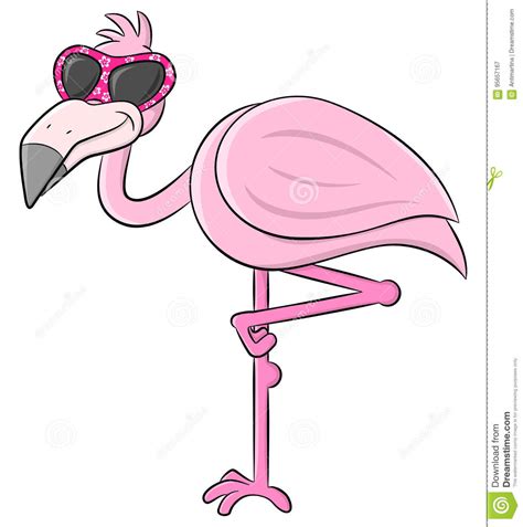 Cartoon Flamingo With Sunglasses Stock Vector