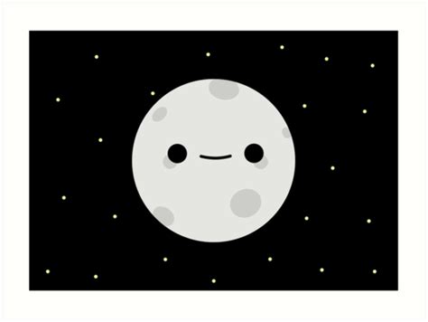 Cute Moon And Stars Art Print By Peppermintpopuk Redbubble